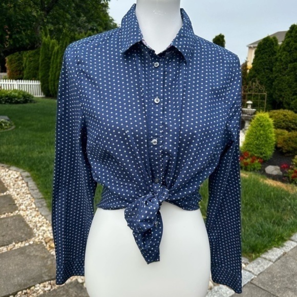 G.H. Bass & Co. blue, with white stars, button down shirt - Picture 2 of 7